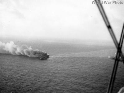 Burning USS Wasp September 15, 1942 2