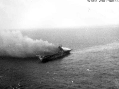 USS Wasp after being torpedoed