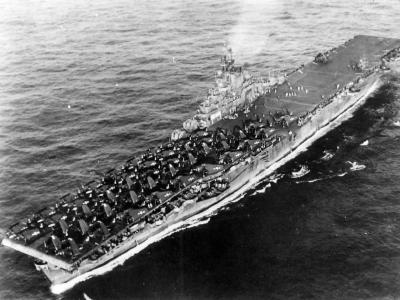 Aircraft carrier USS WASP CV-18 with Air Group 86 1945