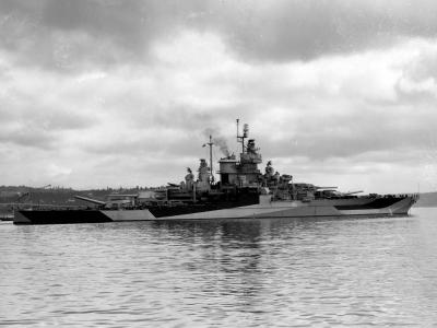 Battleship USS West Virginia BB-48 off the Puget Sound Navy Yard Washington 2 July 1944