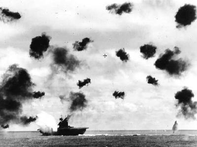 USS Yorktown CV-5 during Battle of Midway