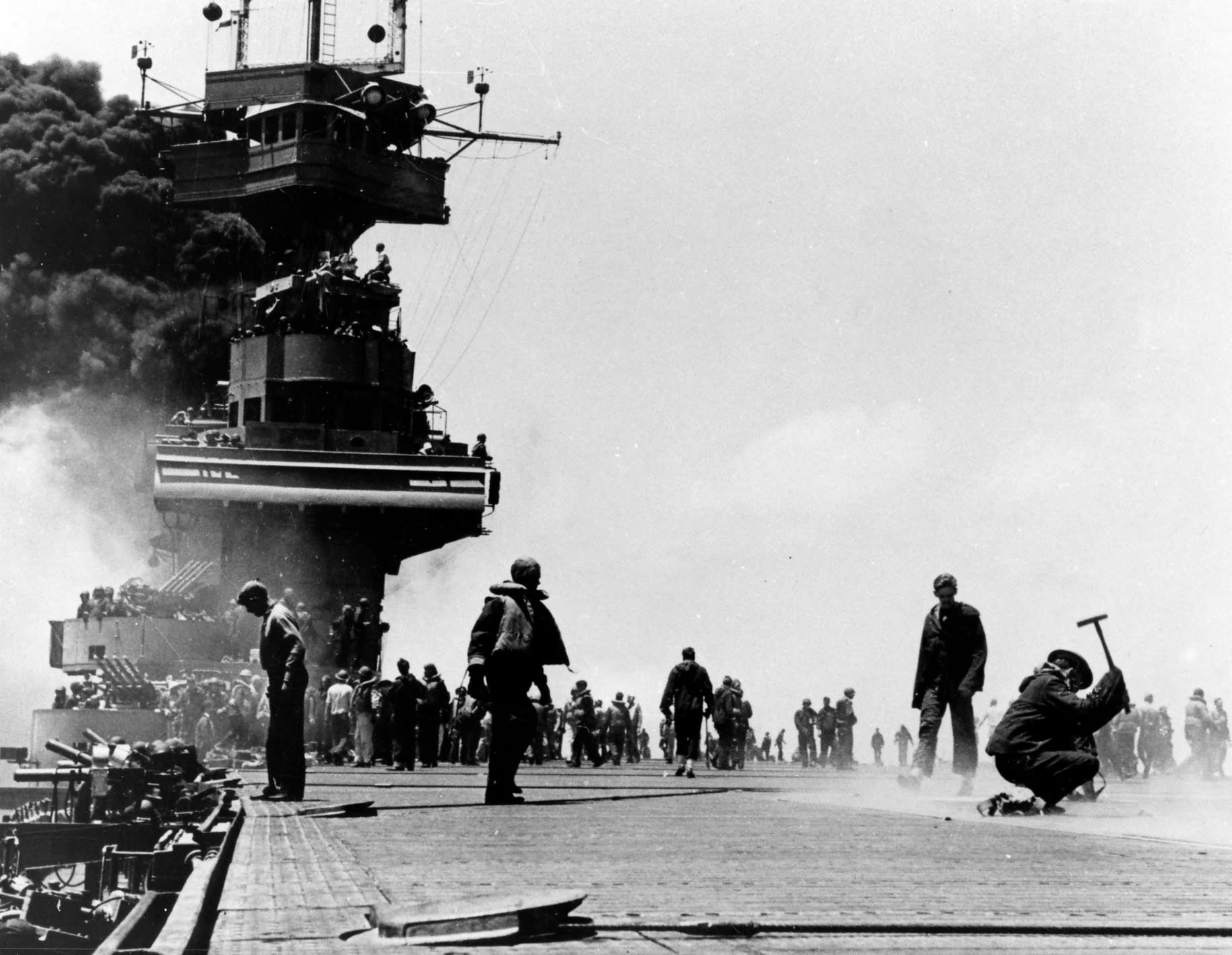 Wwii B W Photo Battle Of Midway Uss Yorktown Ww World War Two Us Navy ...