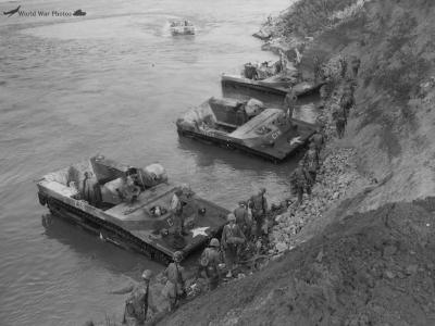 88th Infantry Division LVT Buffalo and Troops Cross Po River Ostiglia Italy 24apr45