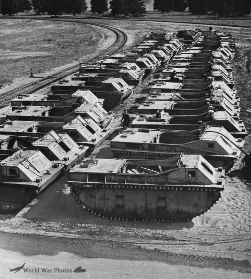 Damaged LVT-1 Amtraks Mt Rainier Ordnance Depot Fort Lewis 1944