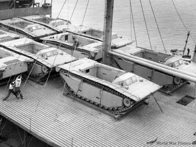 LVT-1 Amtracs on Deck of Cargo Ship