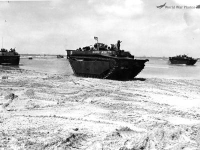 LVT-4 land on the beach Okinawa