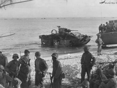 LVT AMTRAC SHOT UP by JAPANESE 75mm GUN 1944 Saipan