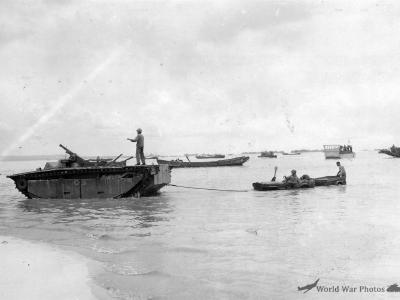 LVT Amtrac Pulls Jeep Ashore at Saipan June 1944