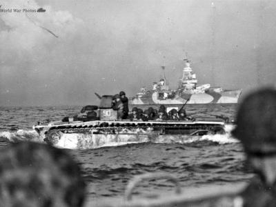 LVT Buffalo Heading to Tinian Beach 24jul44