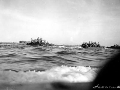 LVT and tanks after they left their LSTs about dawn Peleliu September 1944
