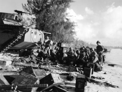 LVT and tanks landing the first day Saipan