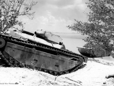Marine LVT A-4 75mm Armed Buffalo Amtrac Knocked Out on Saipan