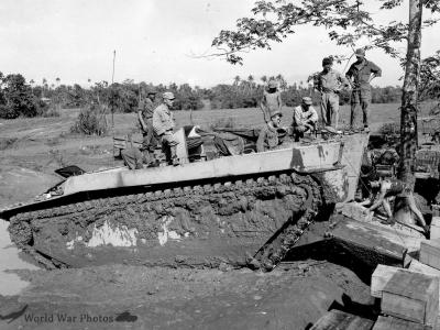 Mud Covered LVT Buffalo Amtracs Off Load Supplies Leyte 15dec44