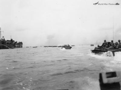 Tractors going ashore Peleliu 15 September 1944