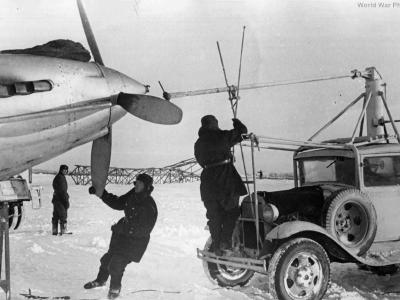 Il-2 engine is prepared for starting, December 1941