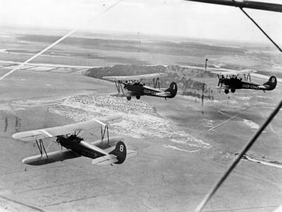 Polikarpov U-2 biplane trainers in flight