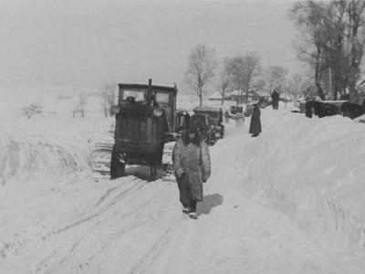 Russian Stalinetz S-65 tractor winter