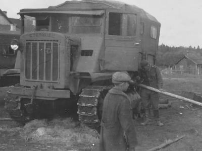 Russian Stalinetz S-65 tractor with cab