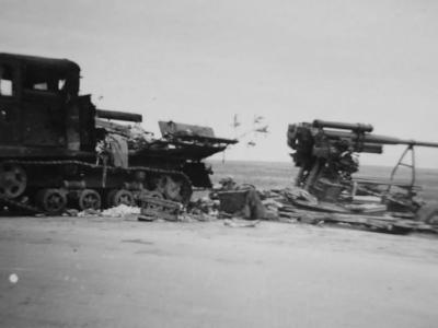 Soviet Artillery Tractor STZ-5 and AA gun