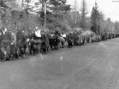 A column of Soviet prisoners of war Wjasma Pocket 1941