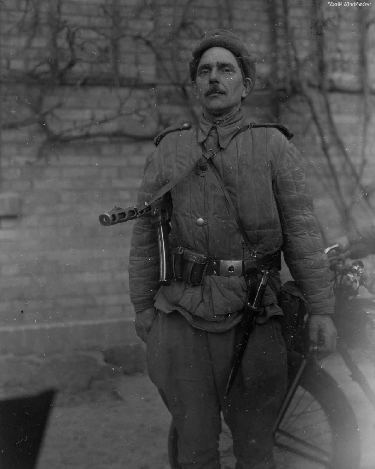 Russian soldier with PPSH 41 assault rifle Cobbelsdorf Germany 45