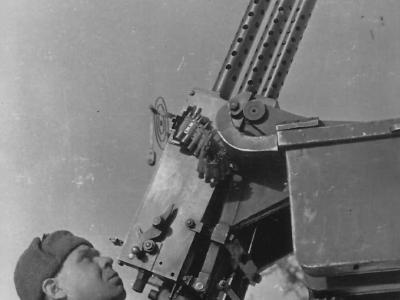 Soviet triple PV-1 MG on anti aircraft mount