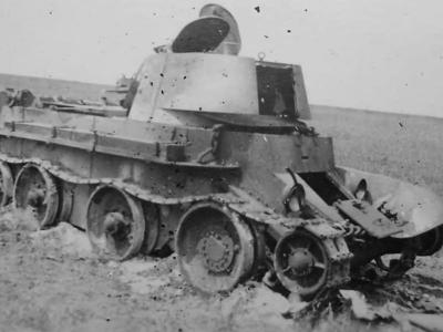burned out soviet tank BT 7