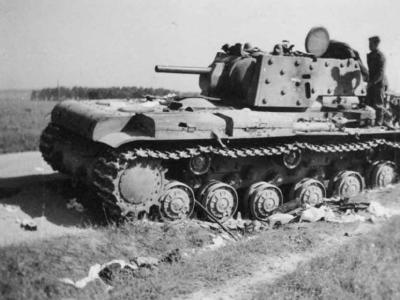 KV-1 tank with additional armour rear view