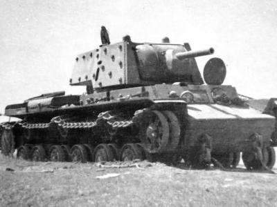 knocked out tank KV-1 with additional applique armour