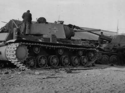 German KV-1 and Marder III of unknown Wehrmacht unit