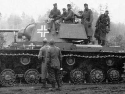 KV-1 tank in german service with balkenkreuz