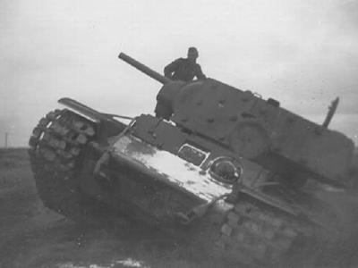 KV-1 tank with additional applique armor
