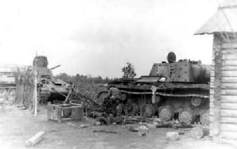 Kv-1 Model 1941 And T-34 Destroyed 