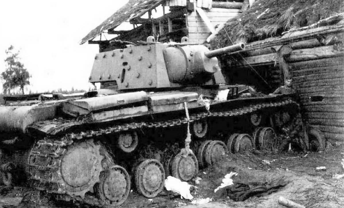 KV-1 heavy tank destroyed - turret with additional applique armor ...