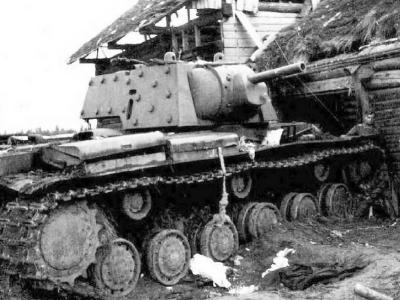 KV-1 heavy tank destroyed – turret with additional applique armor