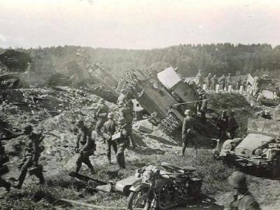 Destroyed heavy tank kV-1 model 1940