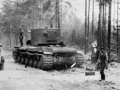 Tank KV2 abandoned in a forest eastern front 1941 8