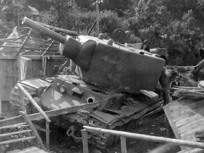 abandoned KV-2 Kliment Voroshilov heavy assault tank