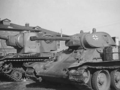 KV-2 and T-34 tanks in german service. Tanks of the Panzer-Kompanie z.b.V. 66