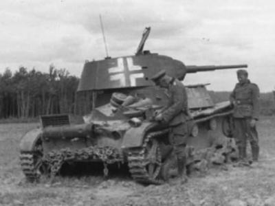 T-26 of unknown Wehrmacht unit with balkenkreuz