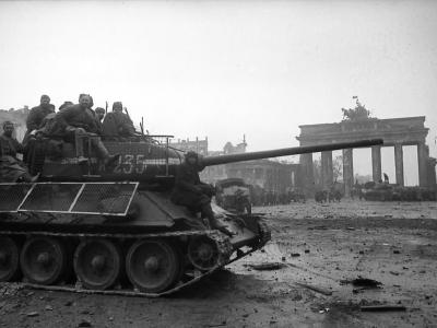 T-34-85 code 235 with bedspring armor Berlin 1945
