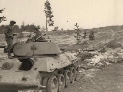 knocked out russian tank T-34 1941