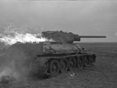 Burning tank T-34 3