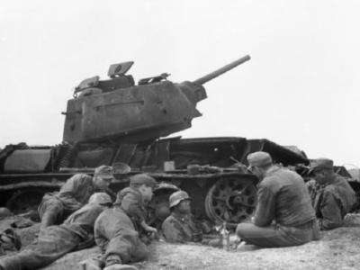 T-34/76 and german soldiers