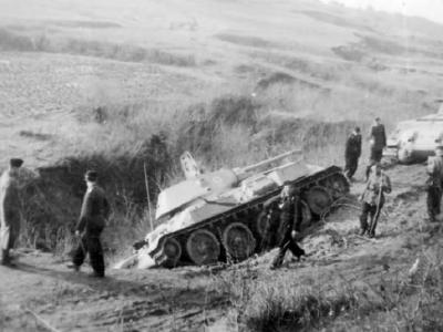 Abandoned T-34 tanks