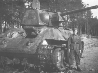 Abandoned T-34 tank