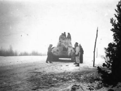 German T-34 tank in winter camouflage