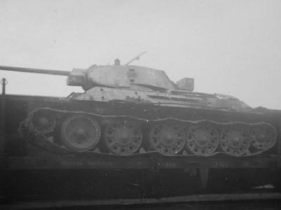 German T-34 76 on railroad car