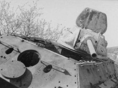 Knocked Out soviet T-34 tank rear