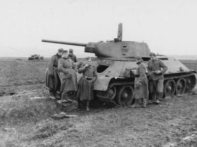 Soviet T-34 76 tank after capture by German forces
